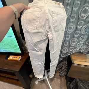 AG White Stilt Cigarette Jeans